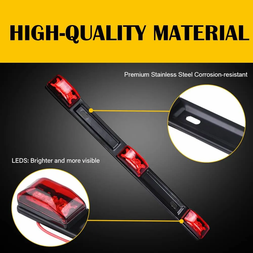 14.17inch Red Led Truck Trailer Light Bar with Stainless Steel Bracket for Truck Trailer RV ID Light