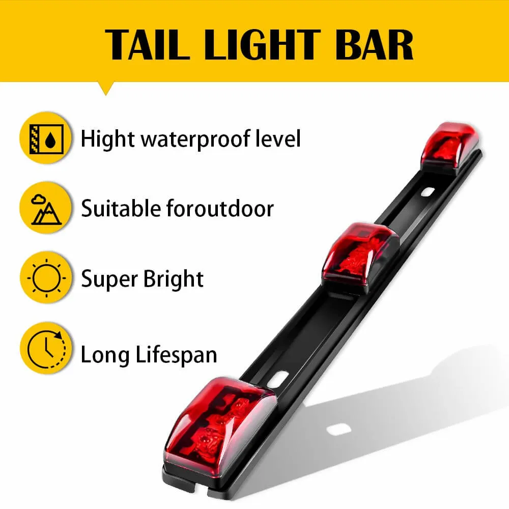 14.17inch Red Led Truck Trailer Light Bar with Stainless Steel Bracket for Truck Trailer RV ID Light