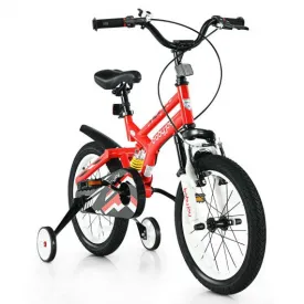 16" Kids Bike Toddlers Adjustable Freestyle Bicycle with Training Wheels-Red