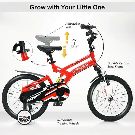 16" Kids Bike Toddlers Adjustable Freestyle Bicycle with Training Wheels-Red