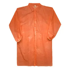 (50/Case) Premium Orange Lab Coats | 44" long, 40 gram, Elastic Wrists