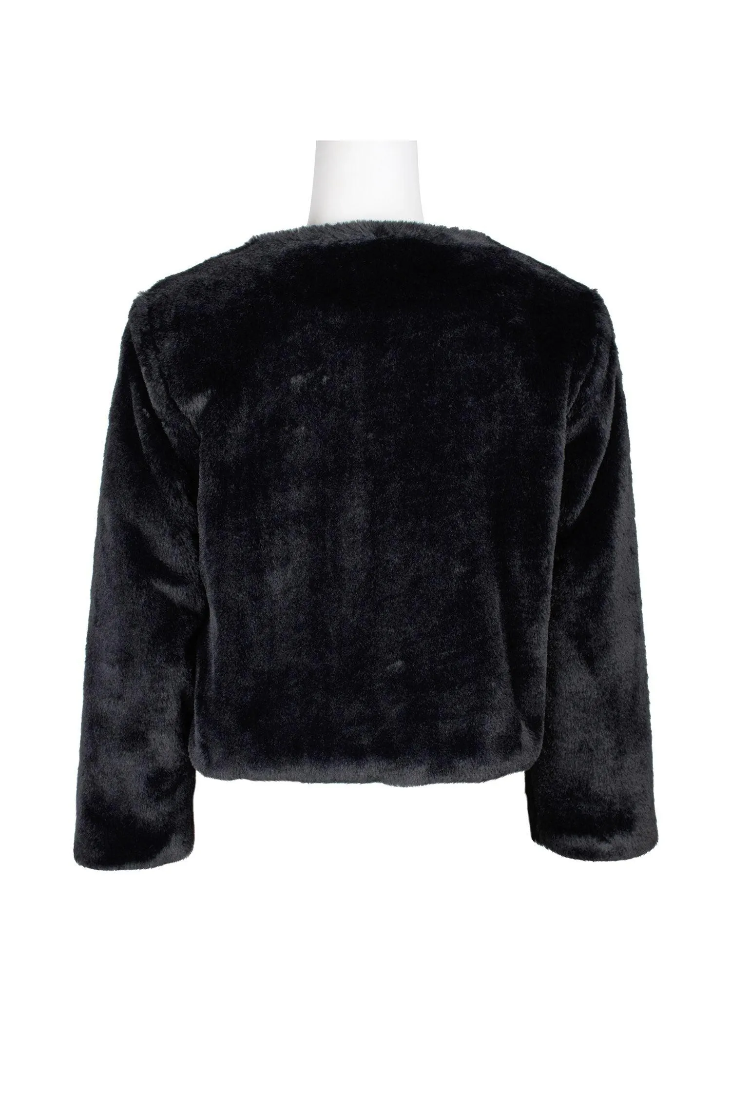 Adrianna Papell AP1E207063 Crew Neck 3/4 Sleeve Fur Jacket