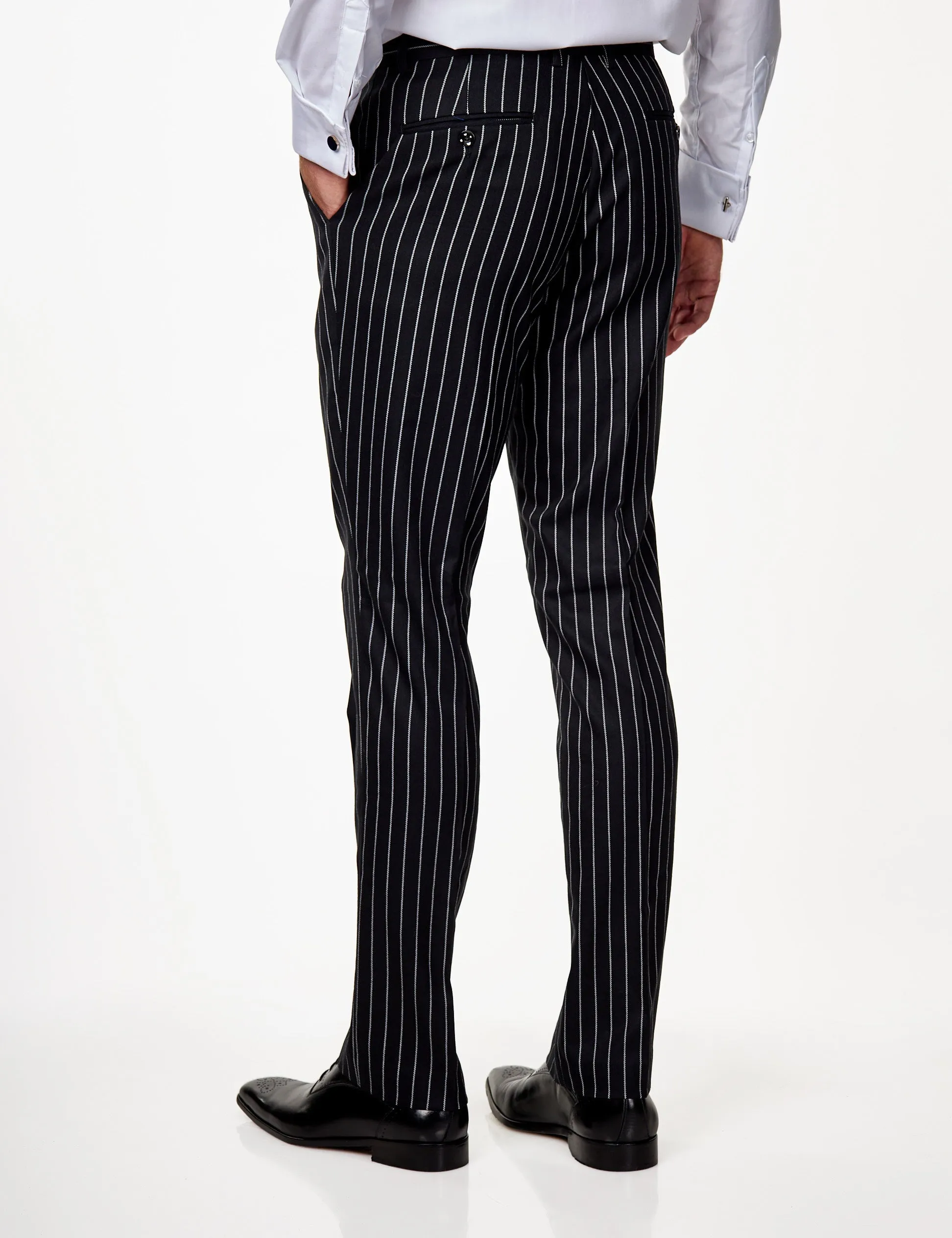 ALFRED - Black Chalk Stripe Double Breasted Suit