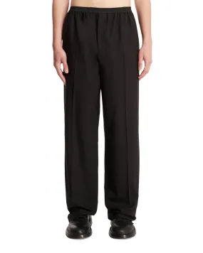 Black Elastic Wool Pants