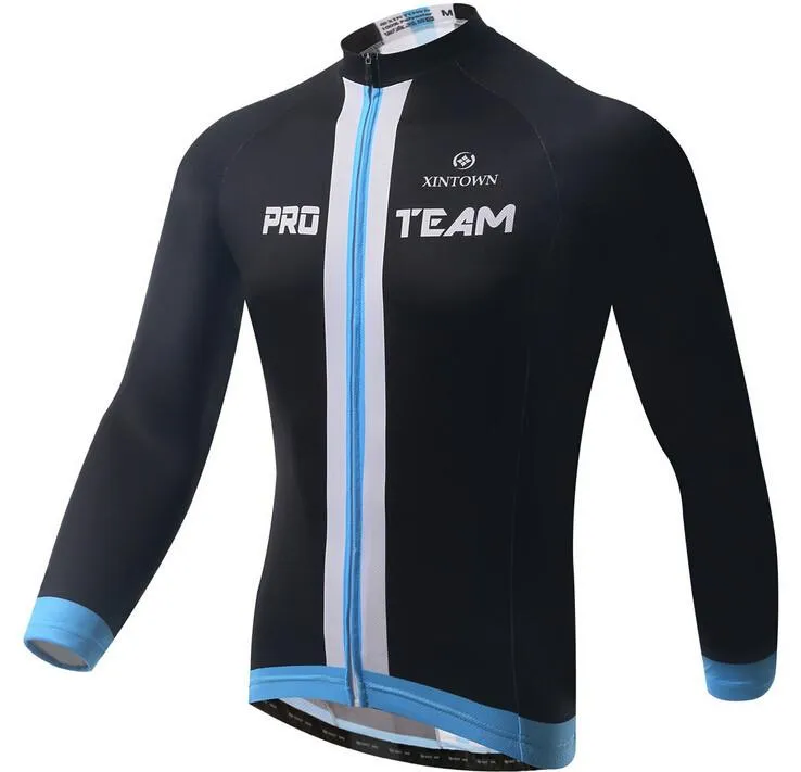 Black PRO TEAM Long Sleeve Cycling Jersey Set