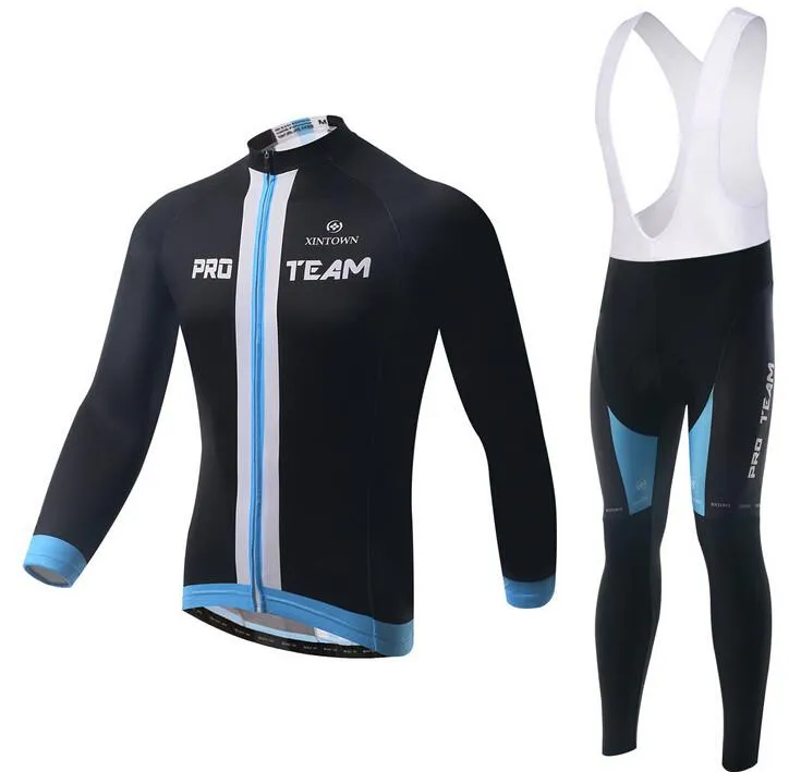 Black PRO TEAM Long Sleeve Cycling Jersey Set