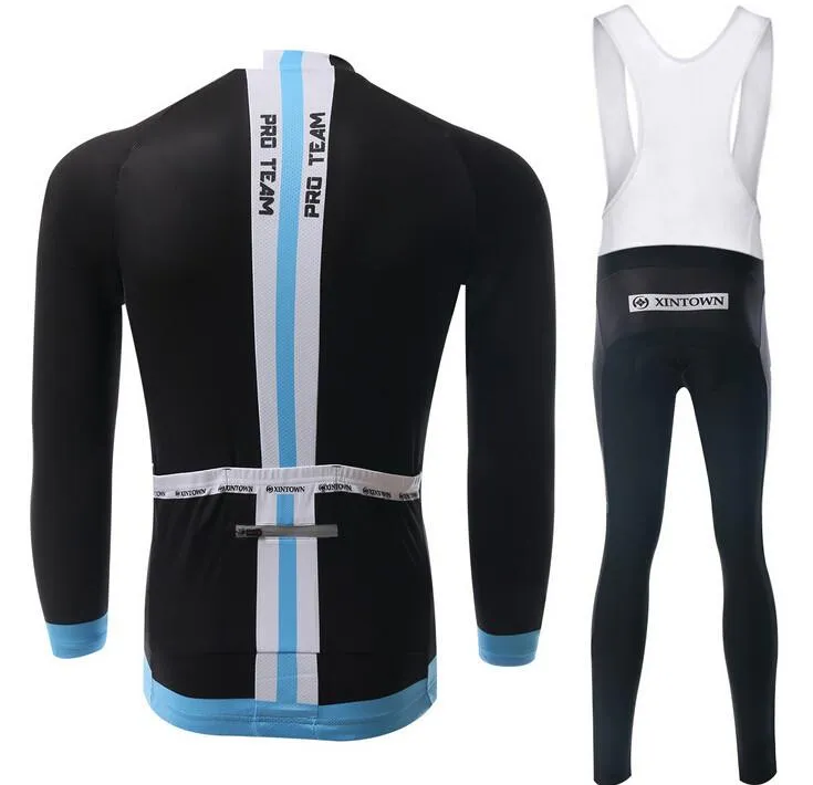 Black PRO TEAM Long Sleeve Cycling Jersey Set