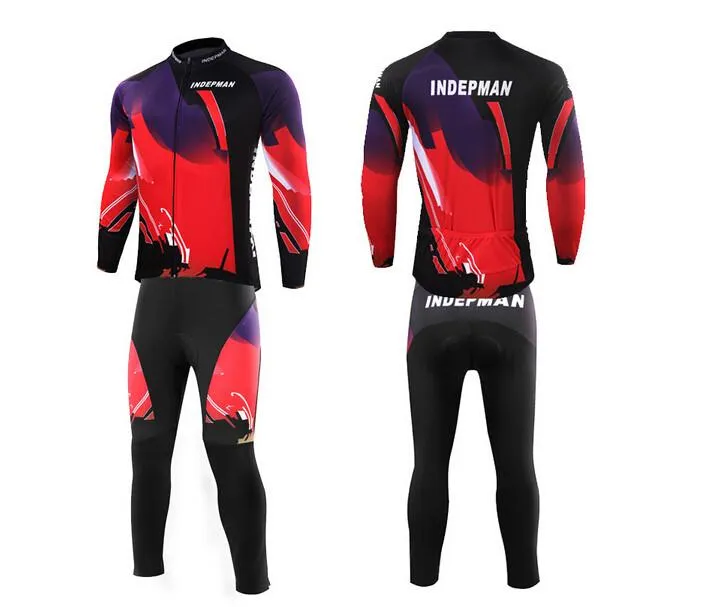 Black Red Long Sleeve Cycling Jersey Set