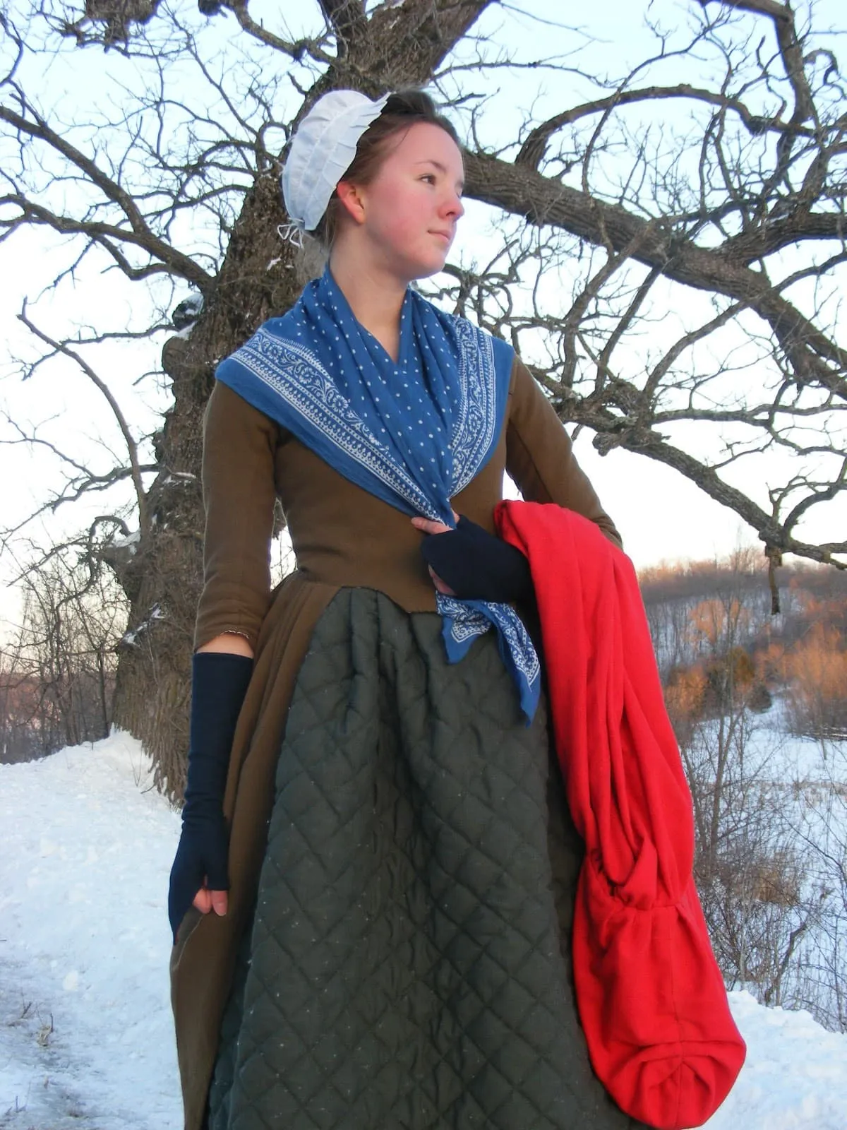 Blue Spotted Handkerchief with Border