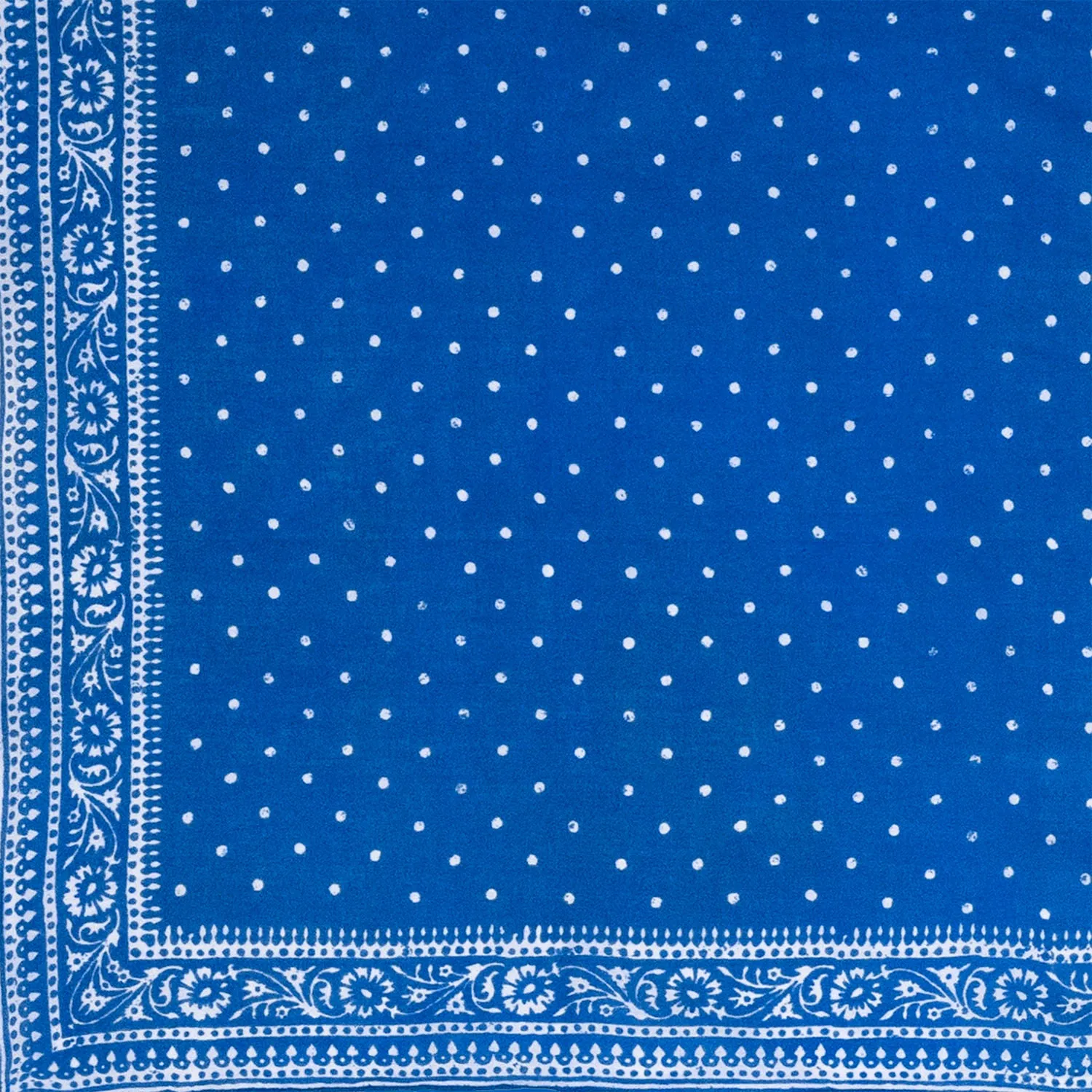 Blue Spotted Handkerchief with Border