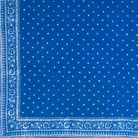 Blue Spotted Handkerchief with Border