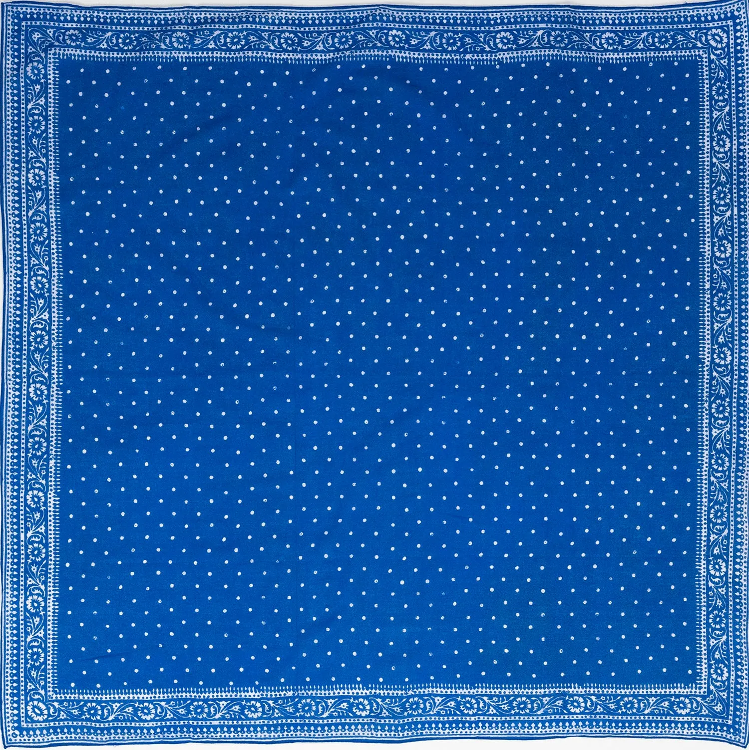 Blue Spotted Handkerchief with Border