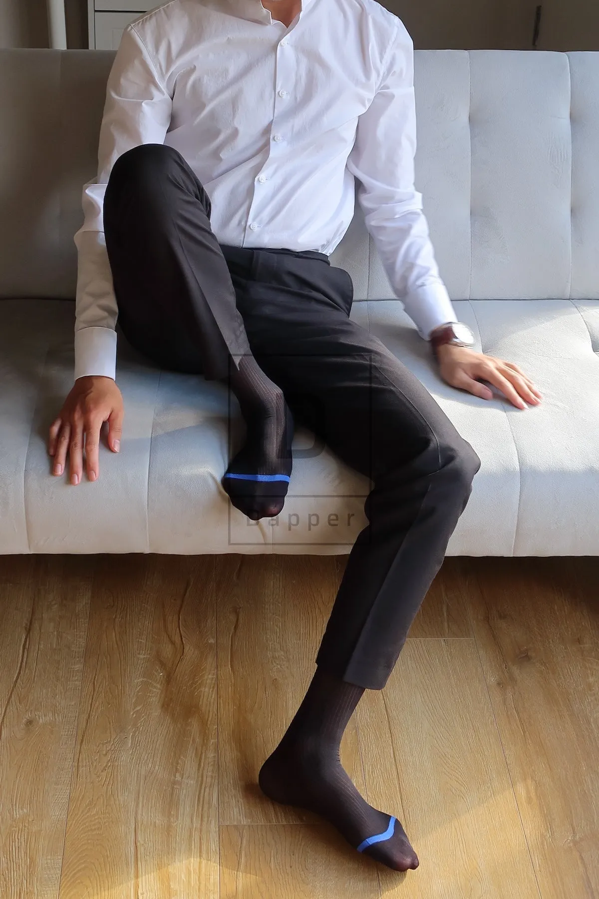 Blue Striped Toe Men's Business Dress Socks