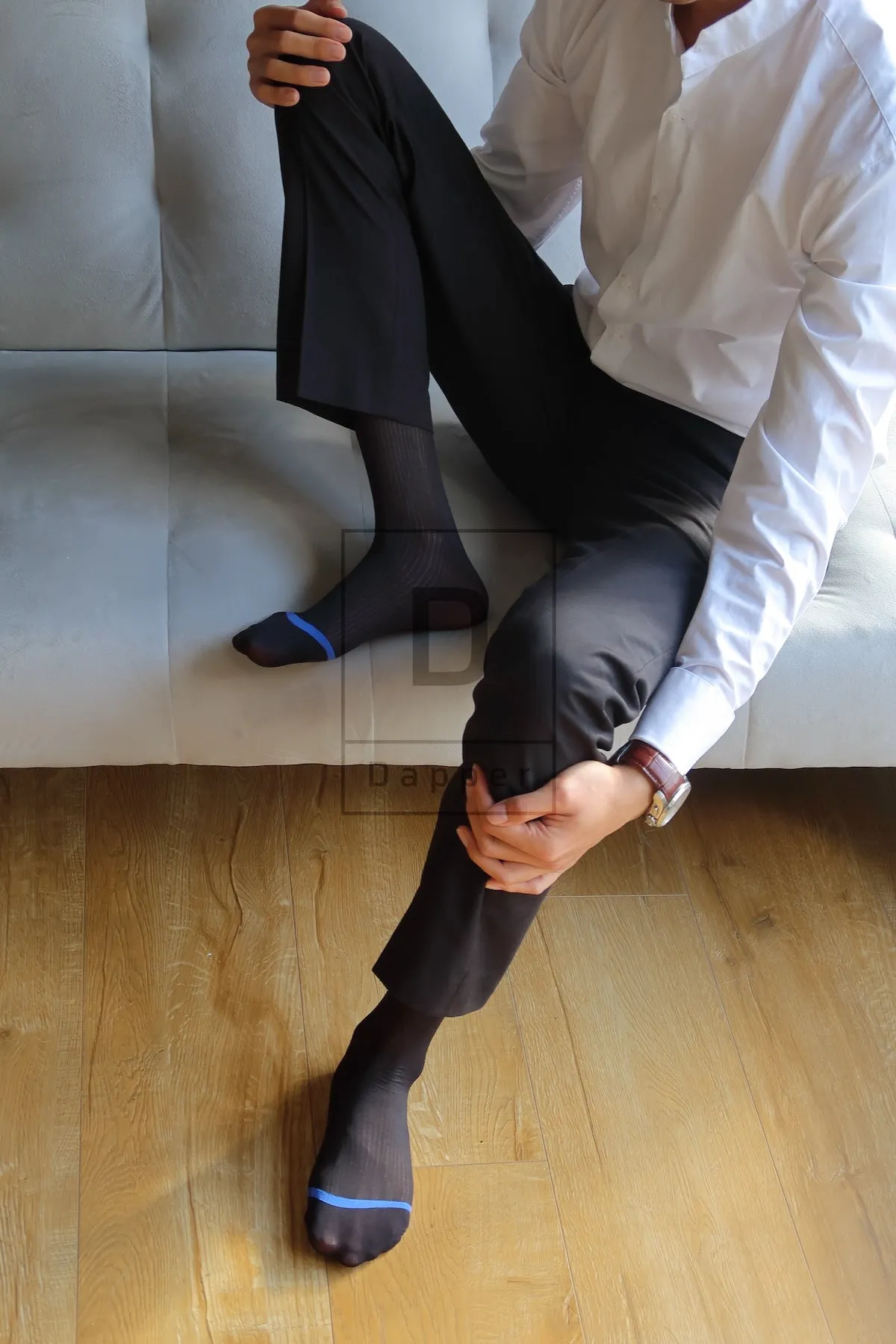 Blue Striped Toe Men's Business Dress Socks