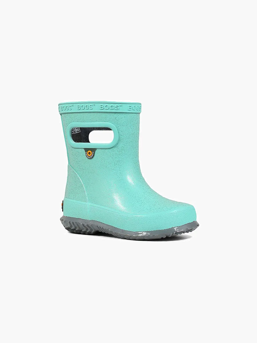 BOGS Turquoise Glitter Skipper Toddler Rain Boot