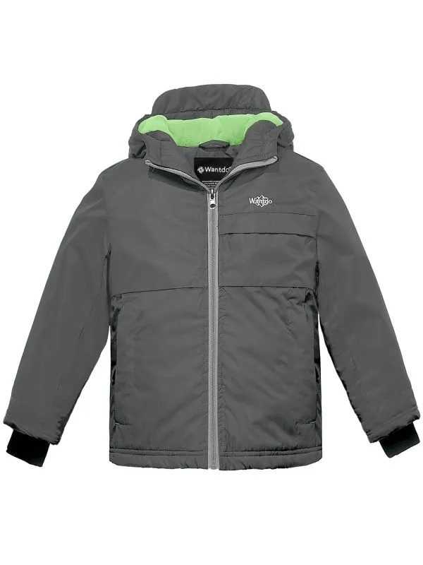 Boys Hooded Winter Jacket Windproof Ski Fleece Coat