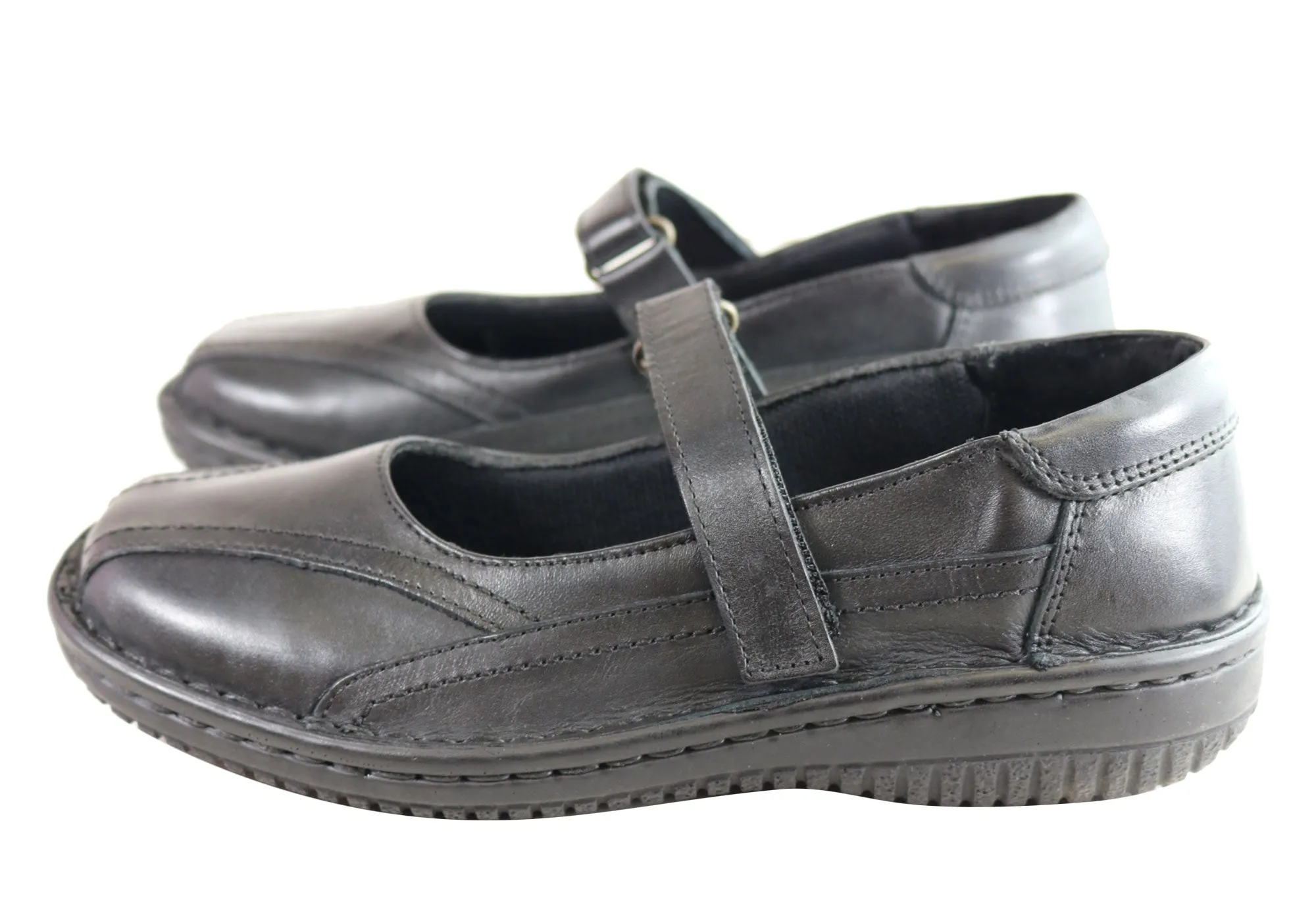 Cabello Comfort 341-27 Leather Orthotic Friendly Mary Jane Shoes