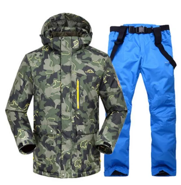 Camouflage Green Ski Suit For Men