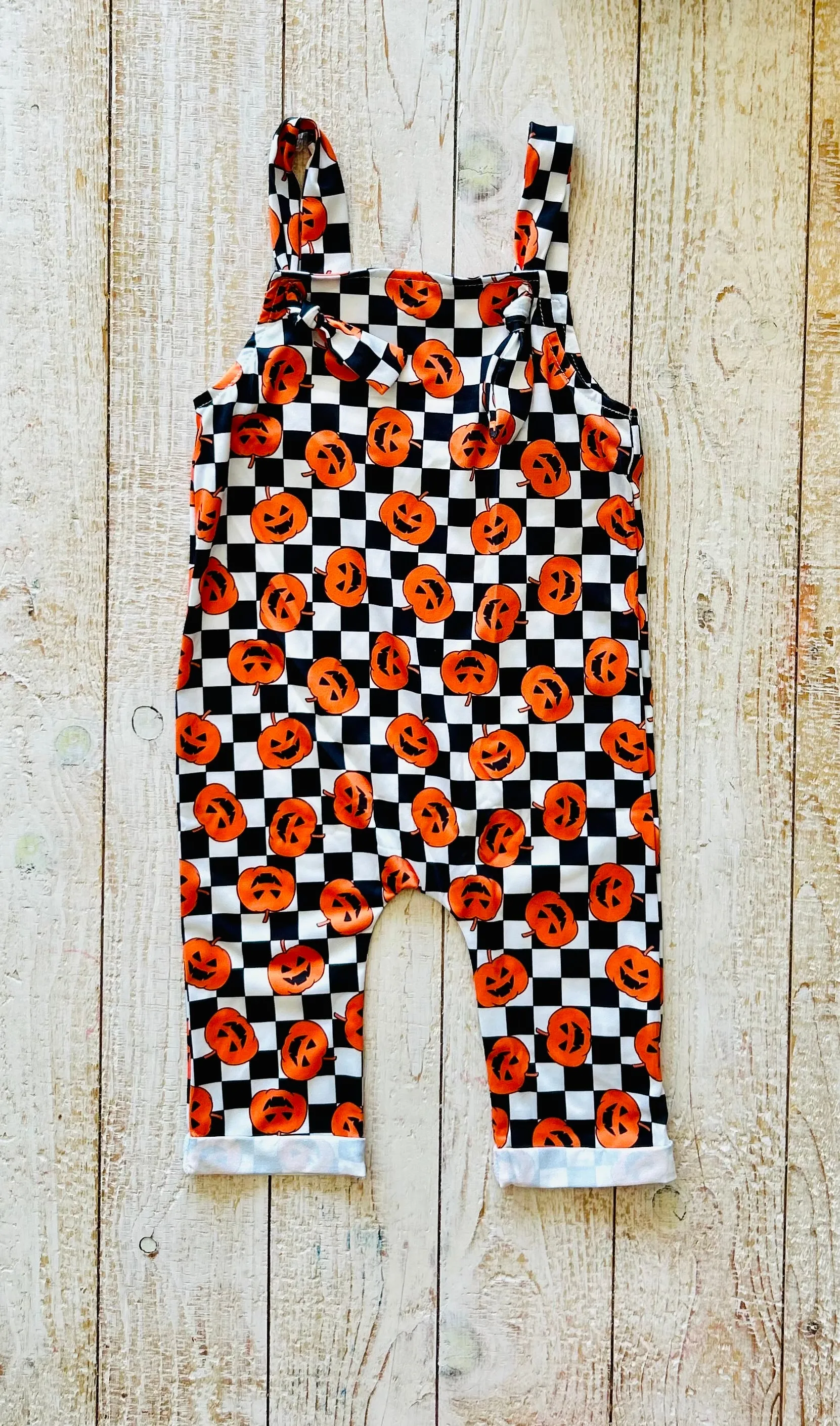 Checkered Pumpkin Overalls