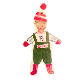 Christmas Boy Ornament - Green Overalls