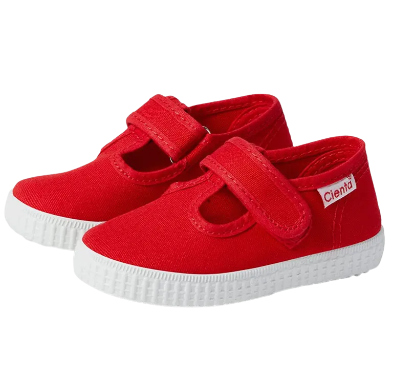 Cienta Velcro T Strap Red