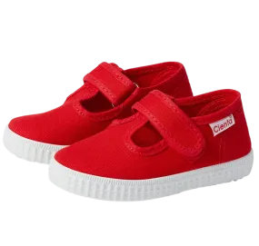 Cienta Velcro T Strap Red