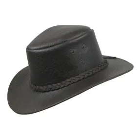 Colonial Hat in Brown Embossed Leather