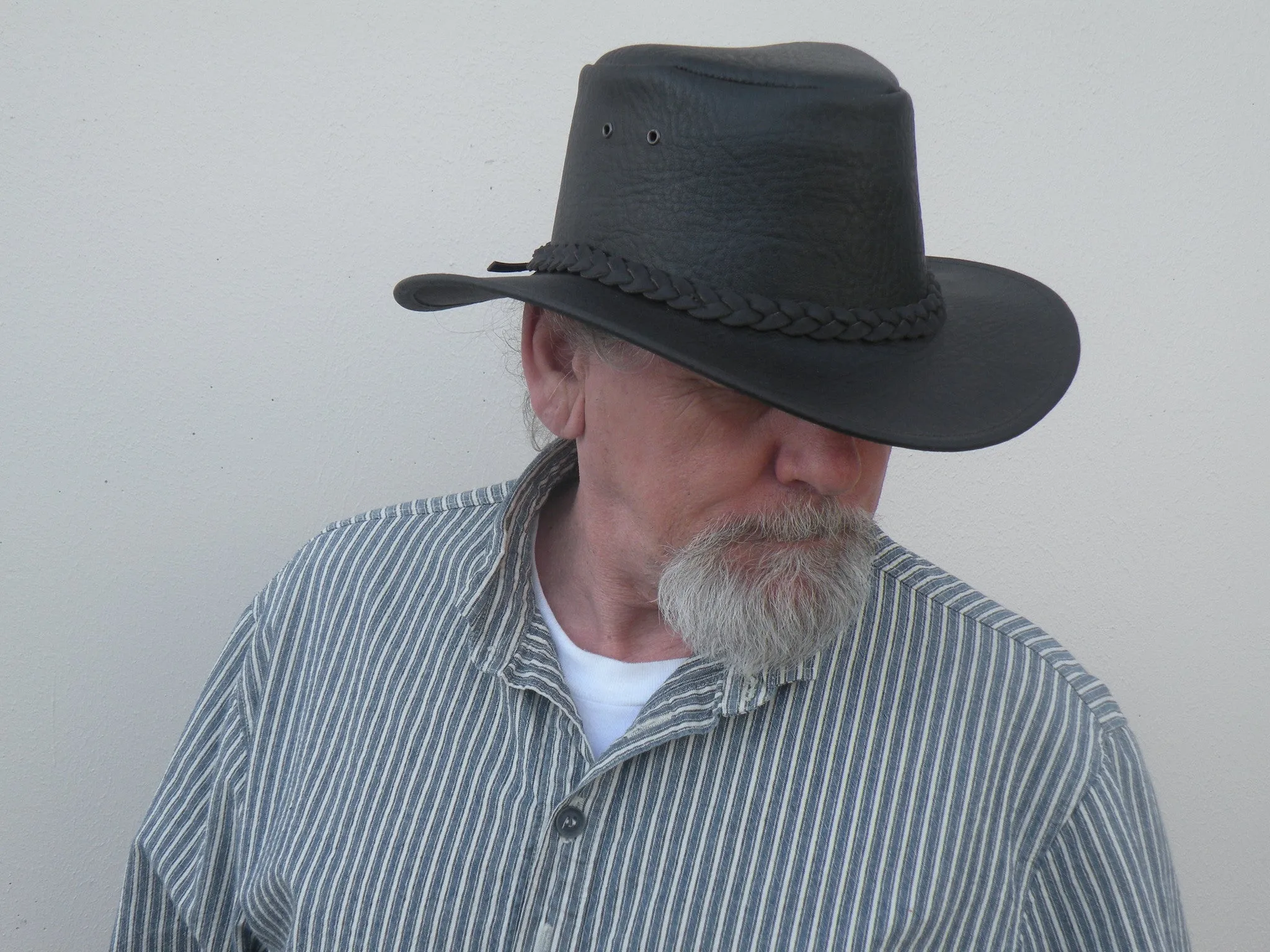 Colonial Hat in Brown Embossed Leather