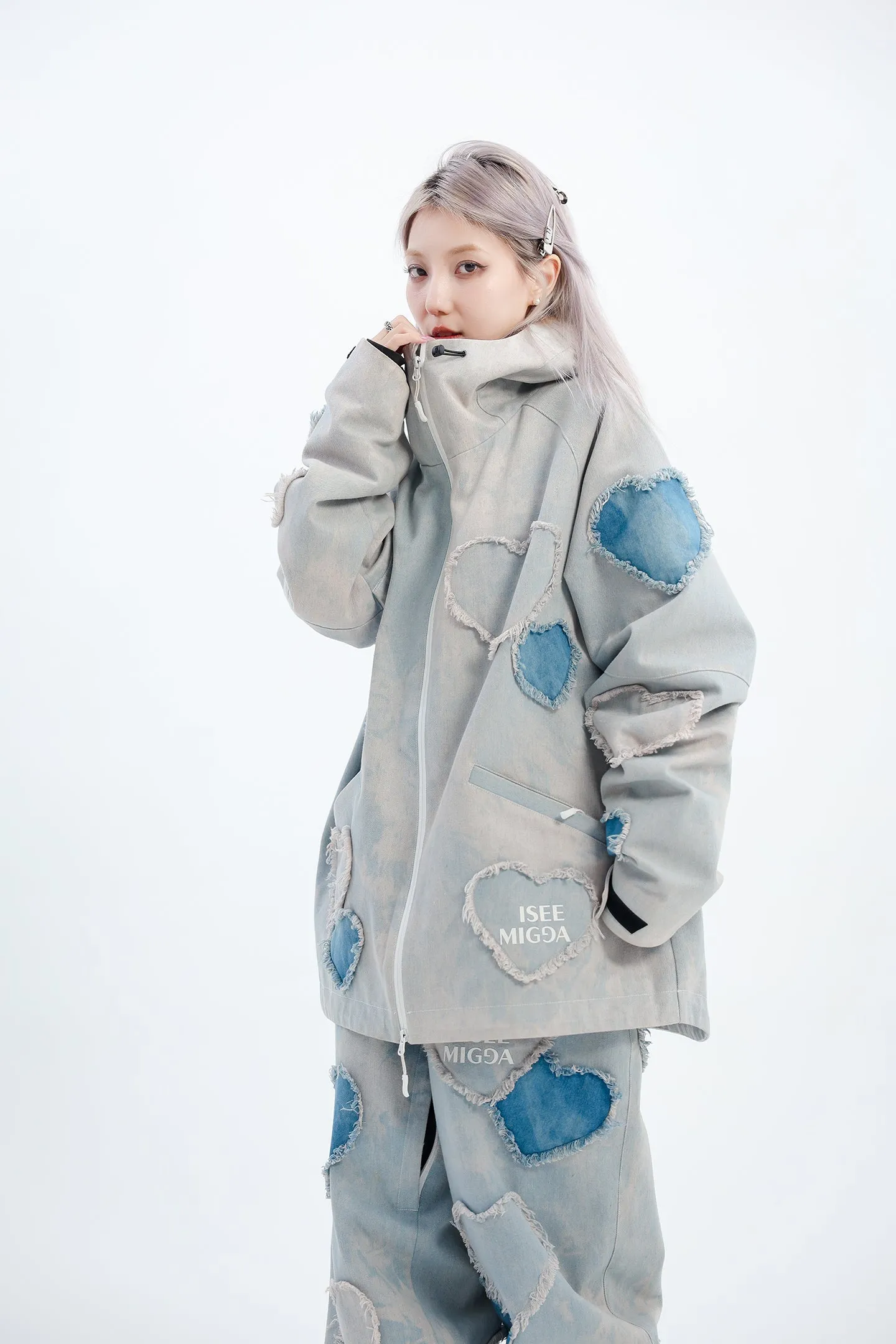 Denim Broken Heart Ski Suit