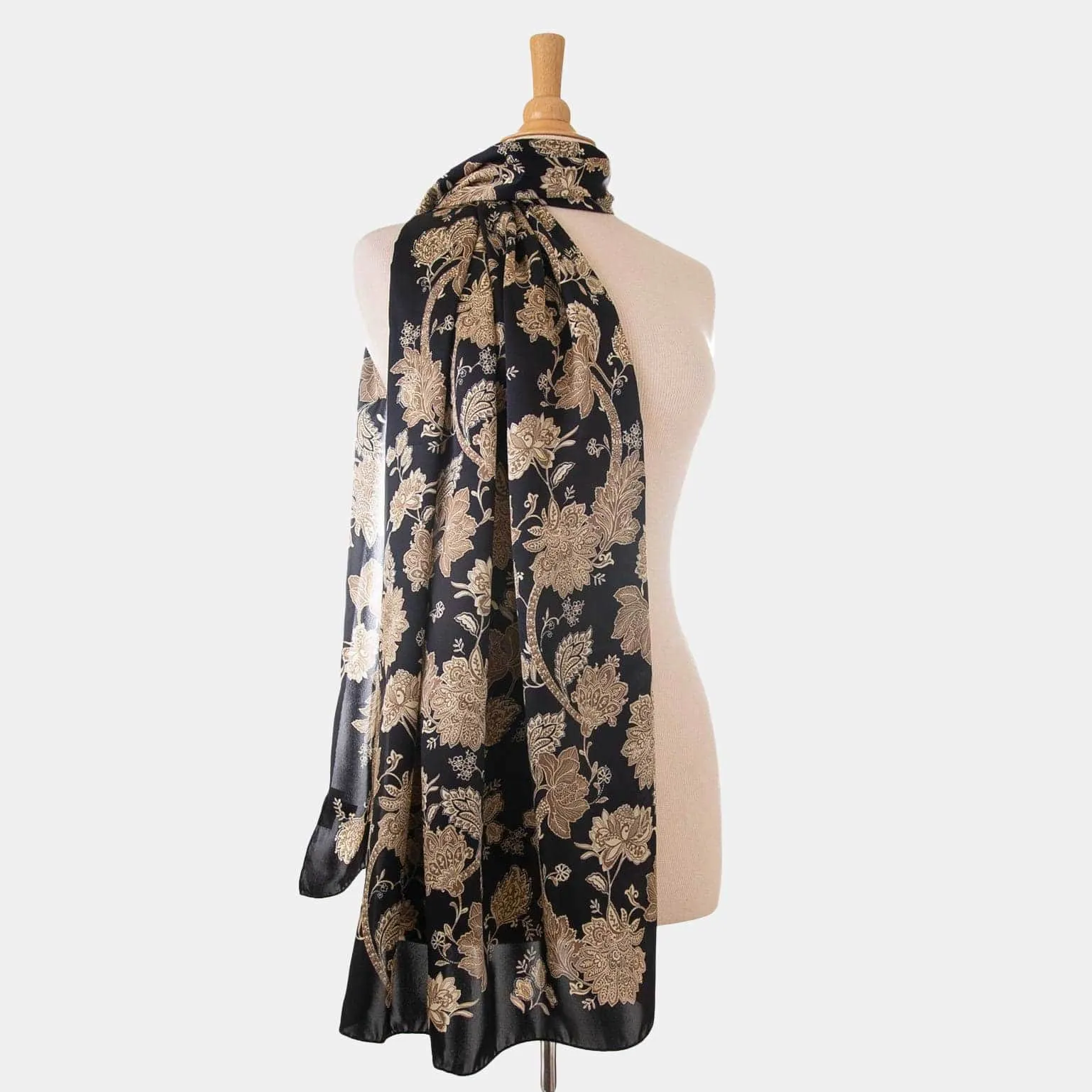 Esmeralda - Silk Scarf/Shawl - Black & Gold