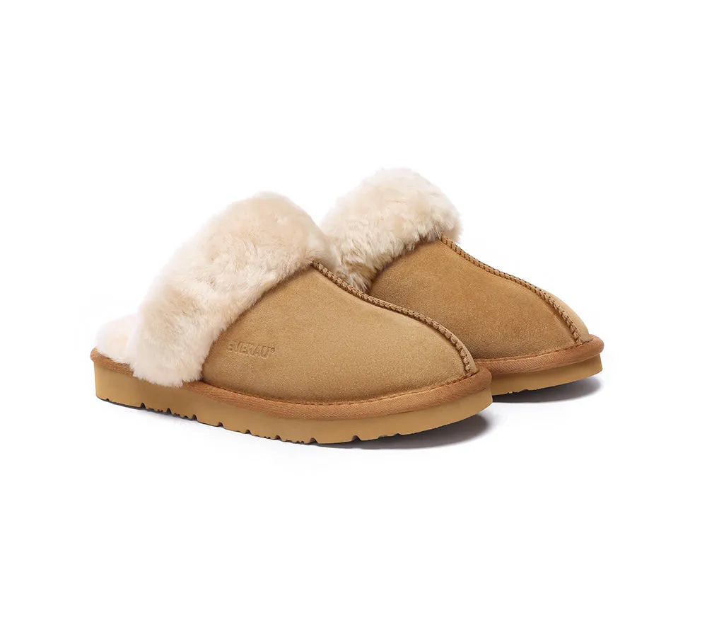 EVERAU® UGG Slippers Sheepskin Wool Suede Scuff Muffin