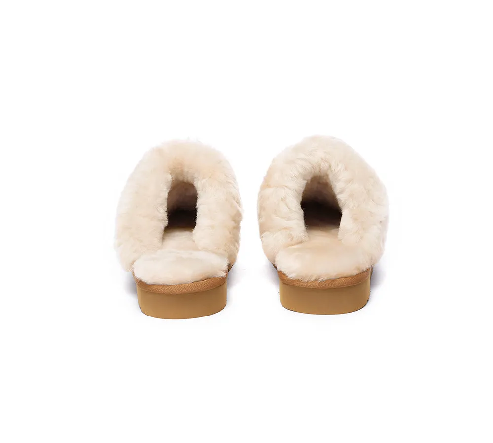 EVERAU® UGG Slippers Sheepskin Wool Suede Scuff Muffin