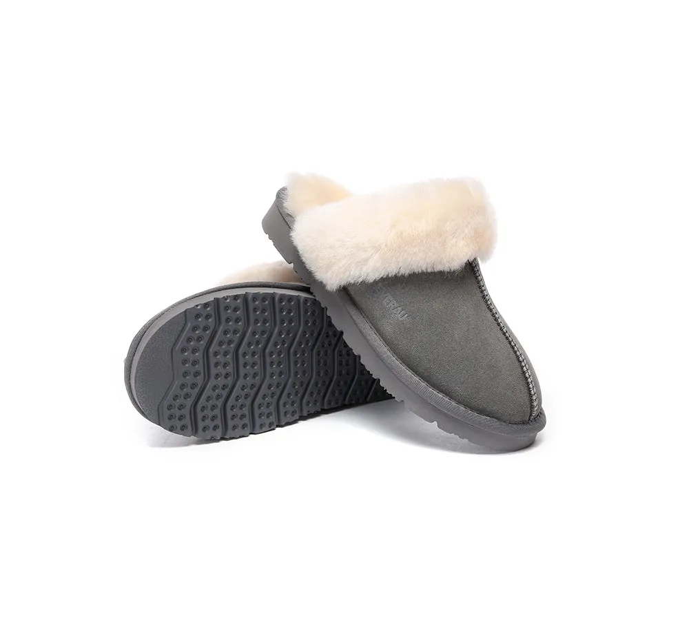 EVERAU® UGG Slippers Sheepskin Wool Suede Scuff Muffin