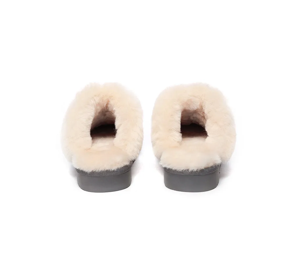 EVERAU® UGG Slippers Sheepskin Wool Suede Scuff Muffin