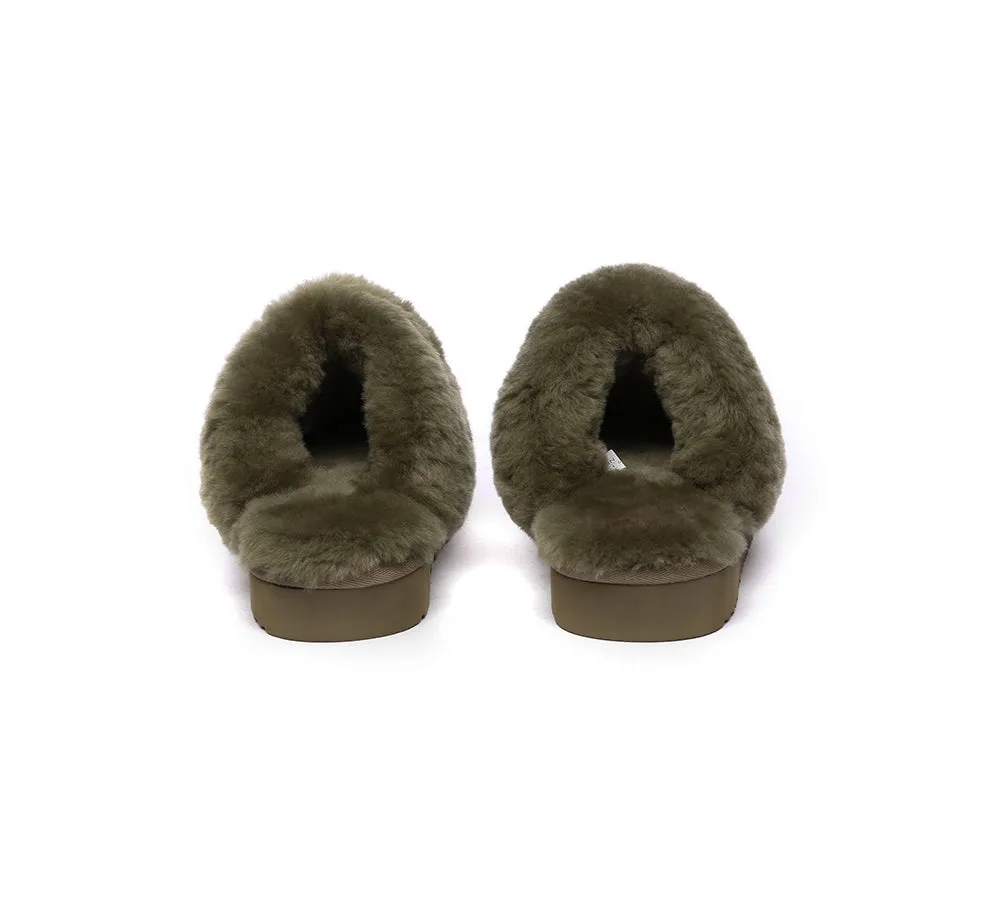 EVERAU® UGG Slippers Sheepskin Wool Suede Scuff Muffin