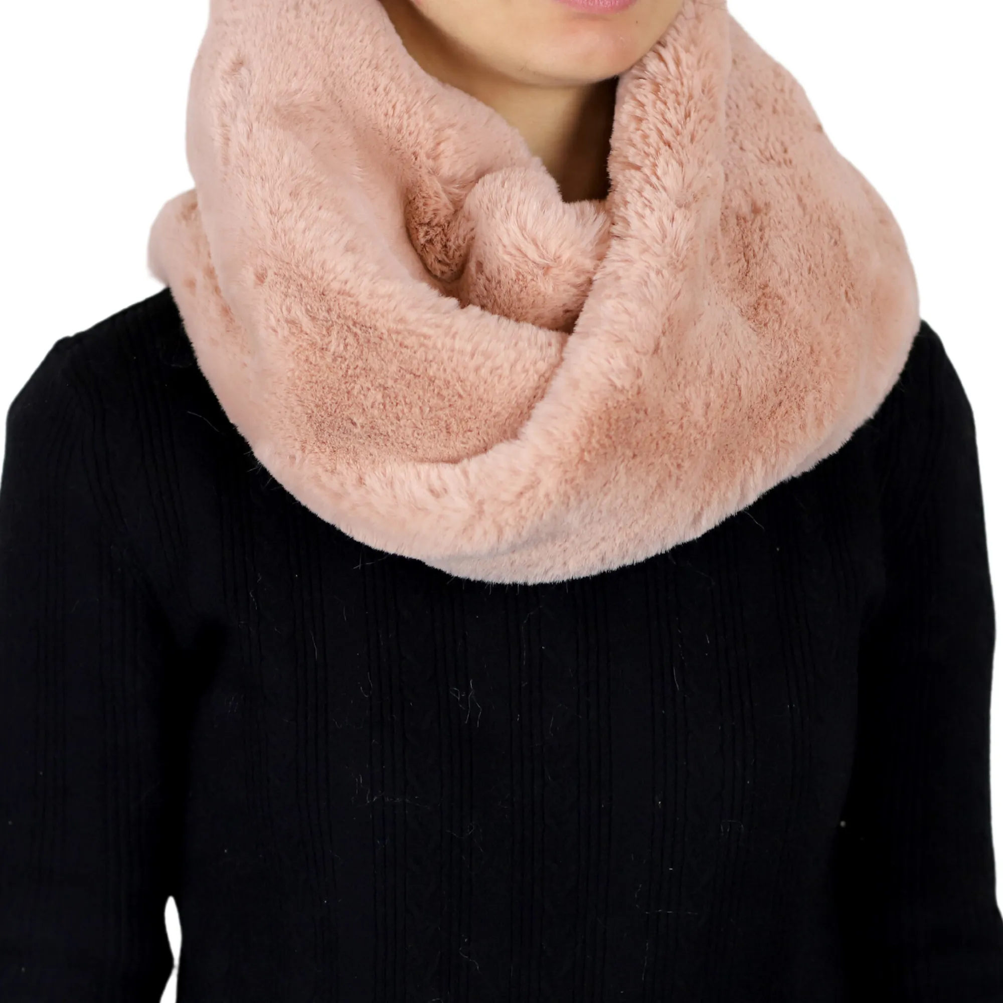 Faux Fur Infinity Scarf - Pink