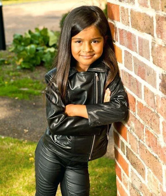 Girls Kids Real leather Biker Style Jacket Cross Zip Black Pink Age