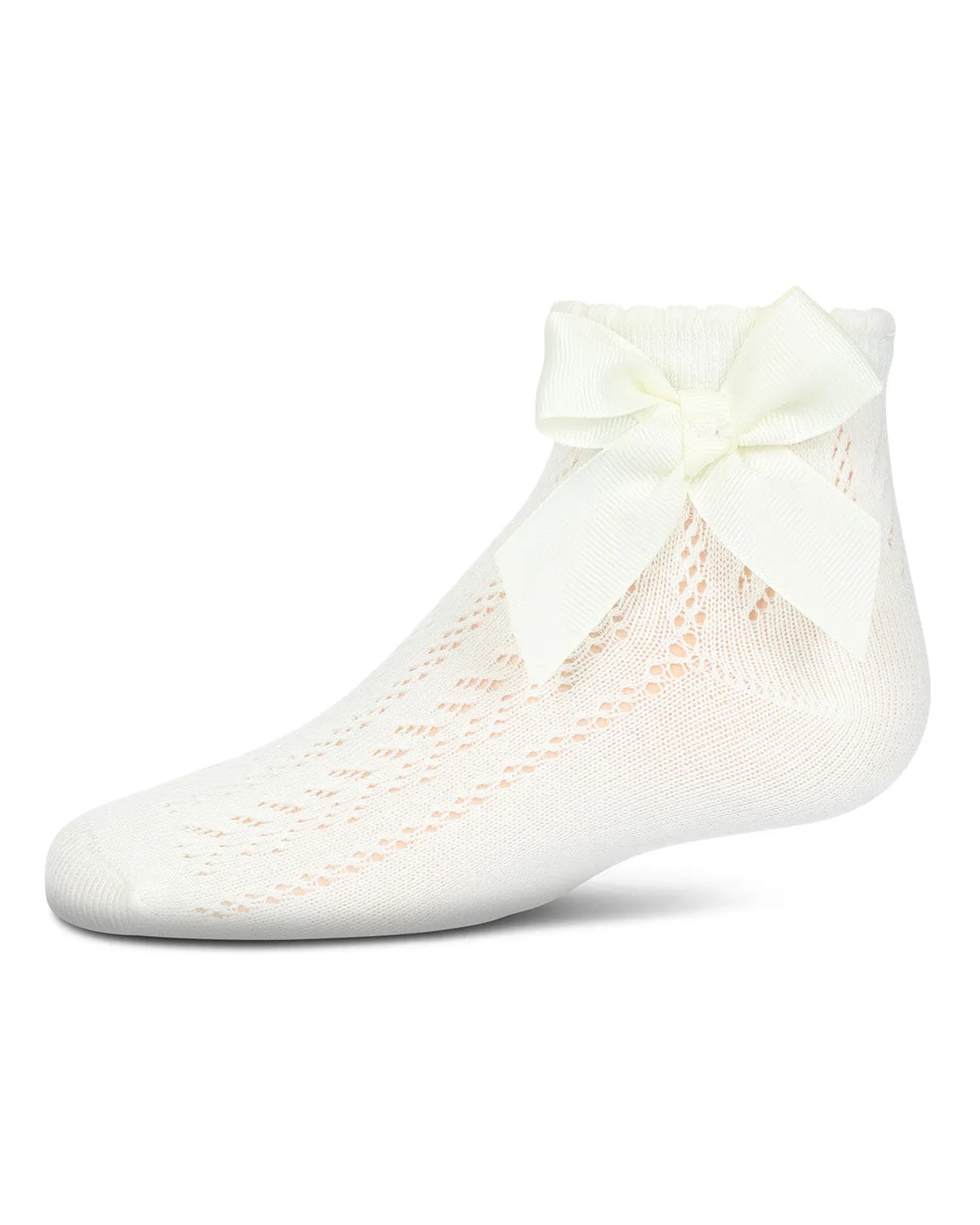 Girls' Knit Openwork Bow Anklet Socks