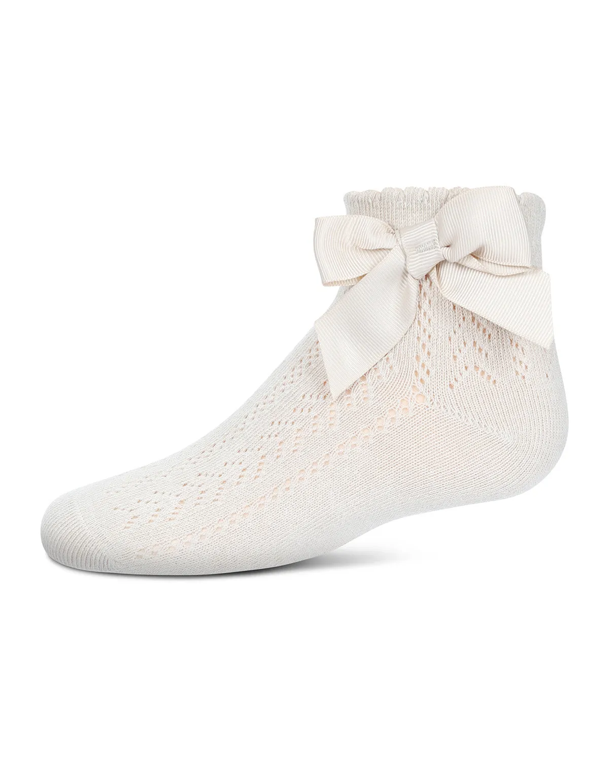 Girls' Knit Openwork Bow Anklet Socks