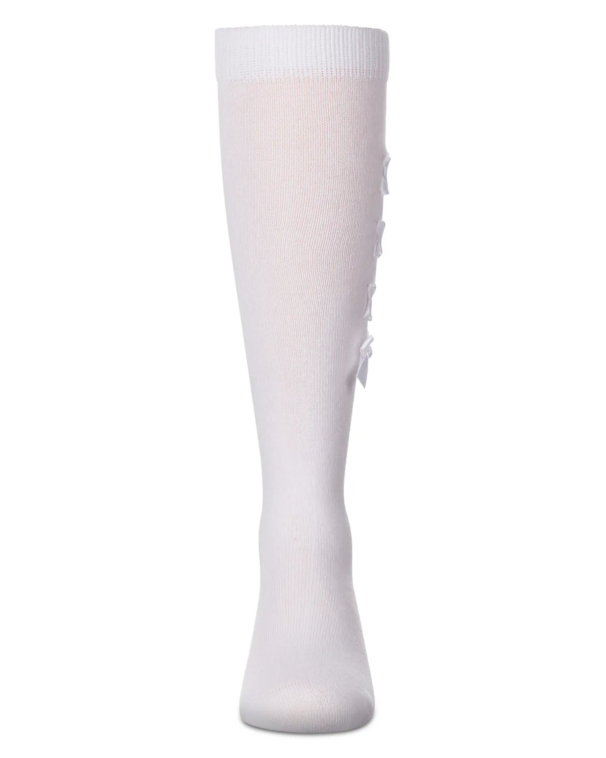 Girls' Weaved Velvet Bow Knee High Socks