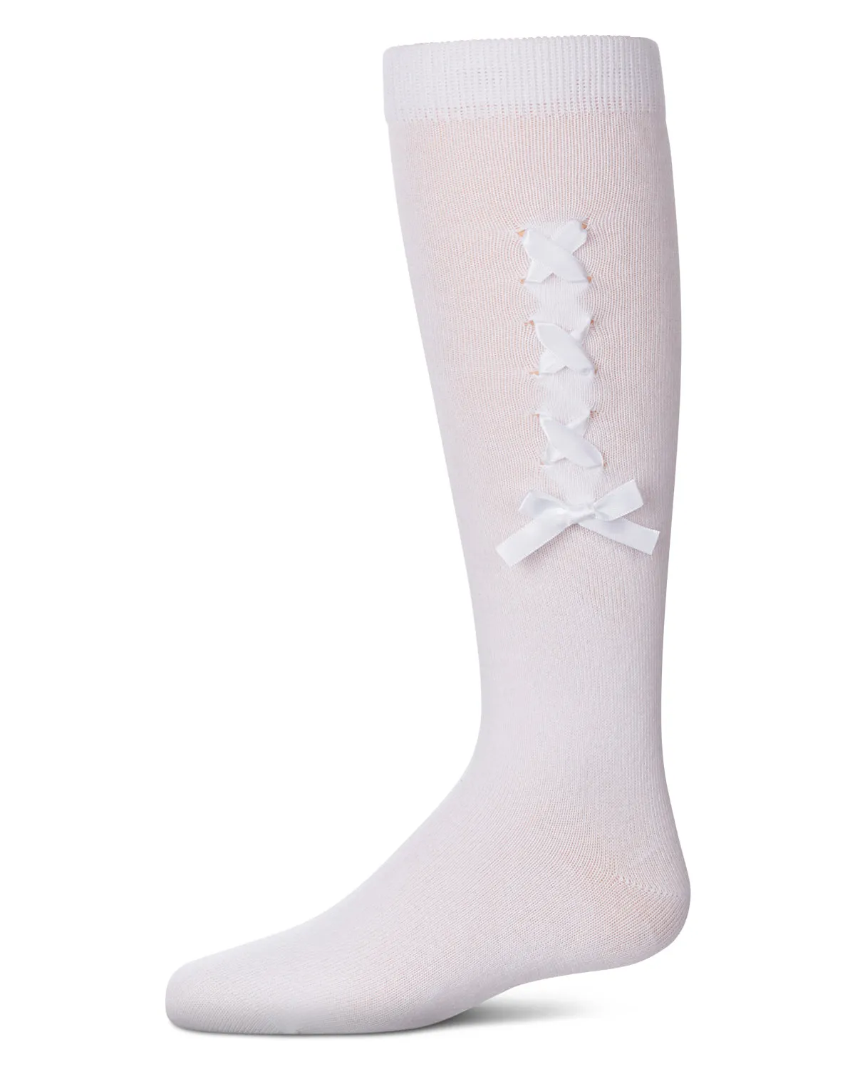 Girls' Weaved Velvet Bow Knee High Socks