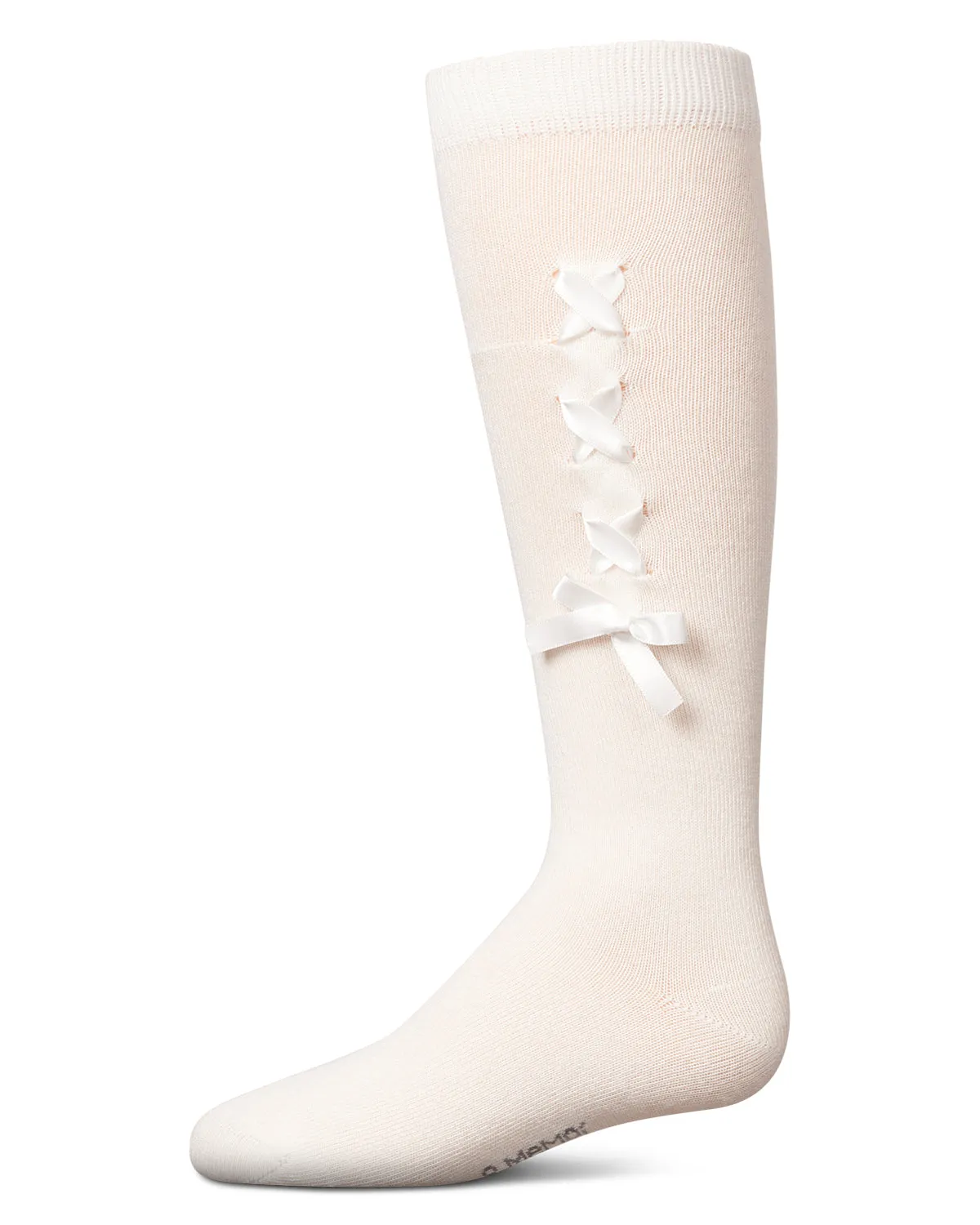 Girls' Weaved Velvet Bow Knee High Socks