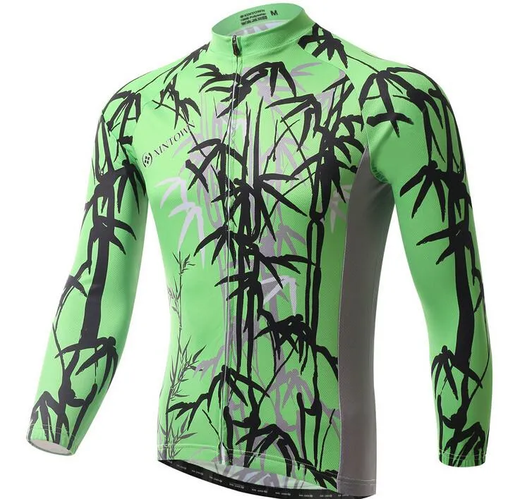 Green Bamboo Long Sleeve Cycling Jersey Set