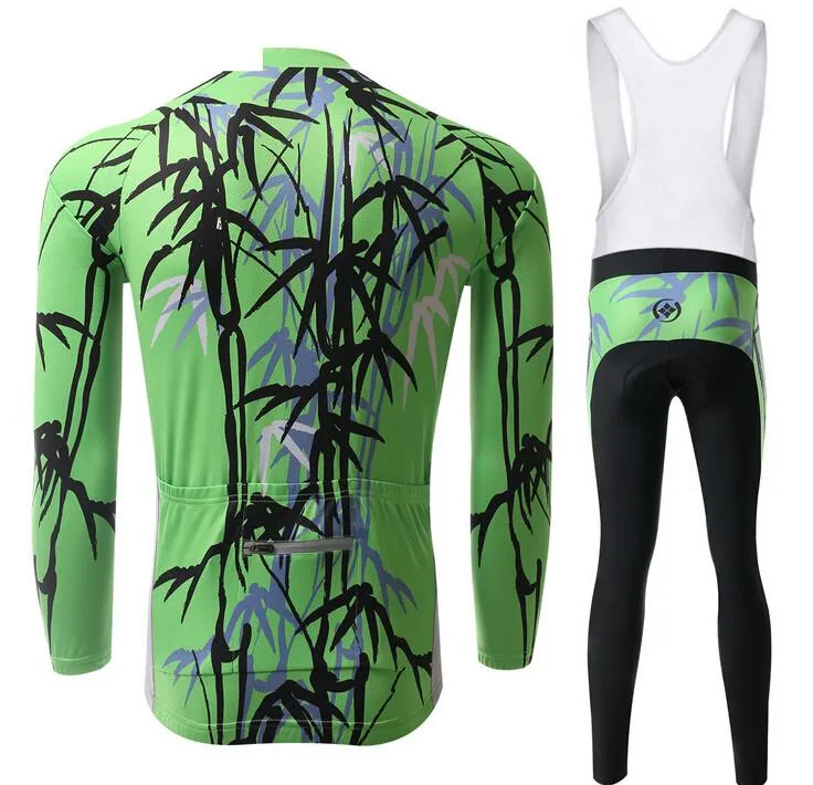 Green Bamboo Long Sleeve Cycling Jersey Set