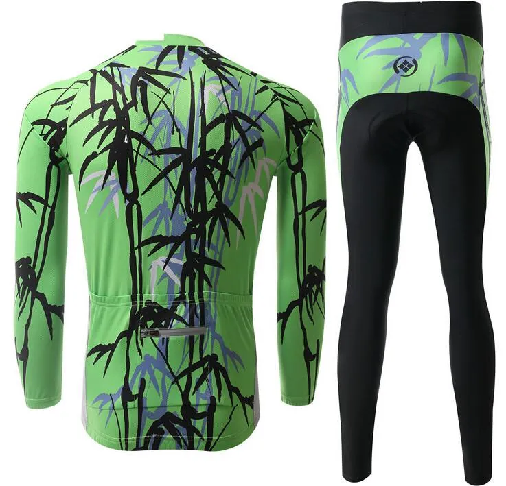 Green Bamboo Long Sleeve Cycling Jersey Set