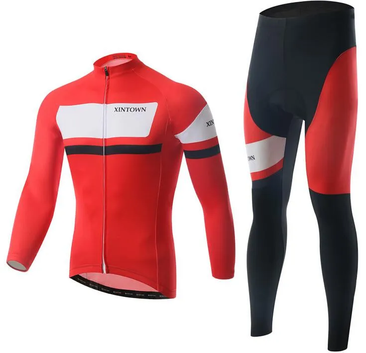 Italy Red and White  Long Sleeve Cycling Jersey Set