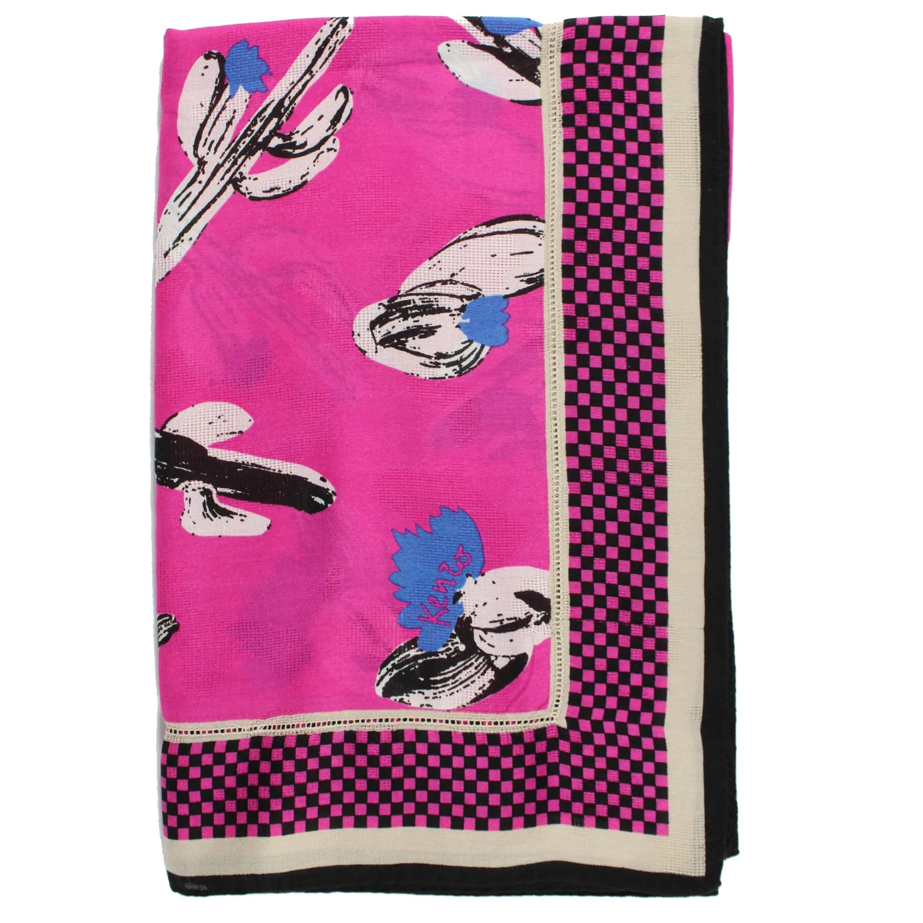 Kenzo Scarf Hot Pink Cactus Design - Extra Large Cotton Wrap SALE