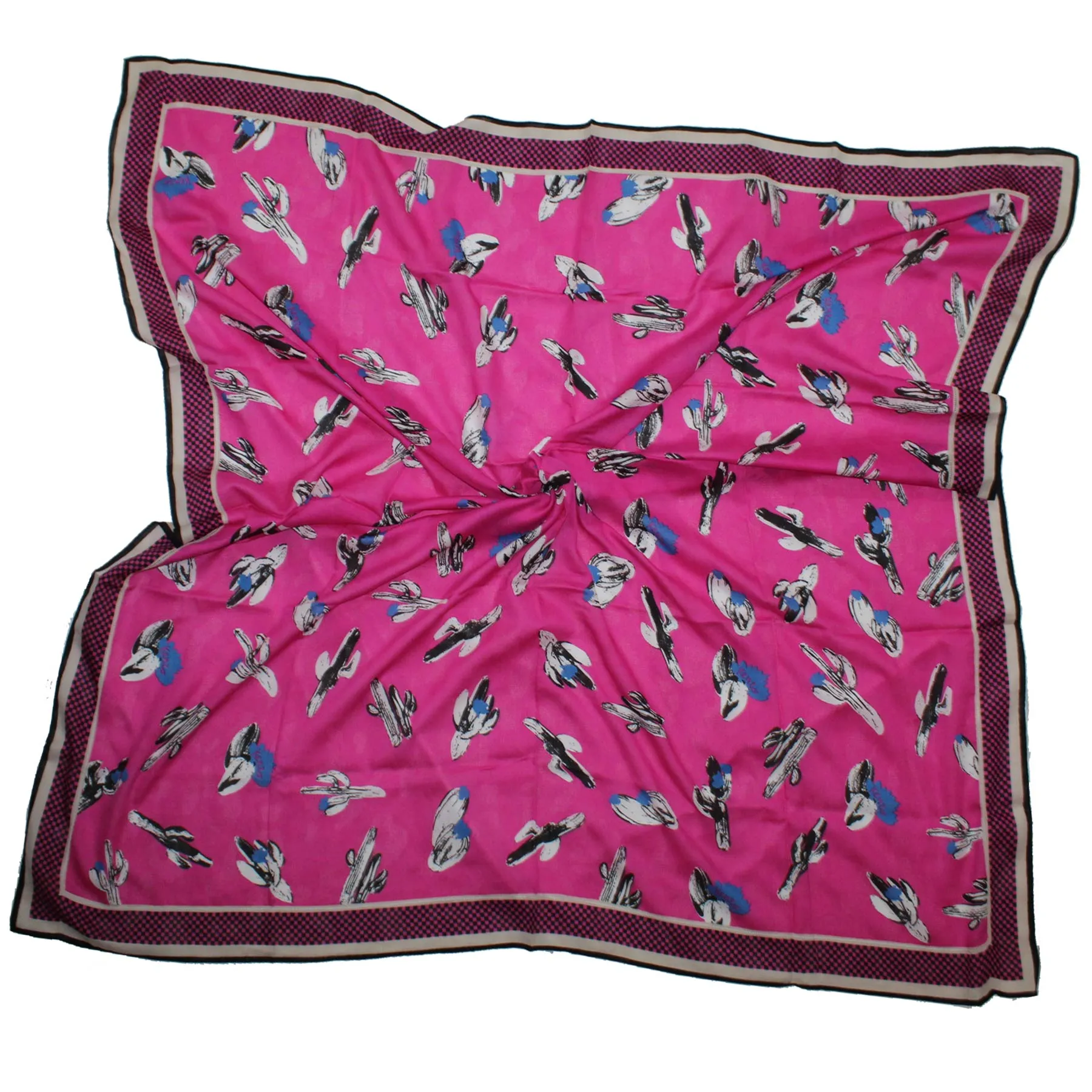 Kenzo Scarf Hot Pink Cactus Design - Extra Large Cotton Wrap SALE