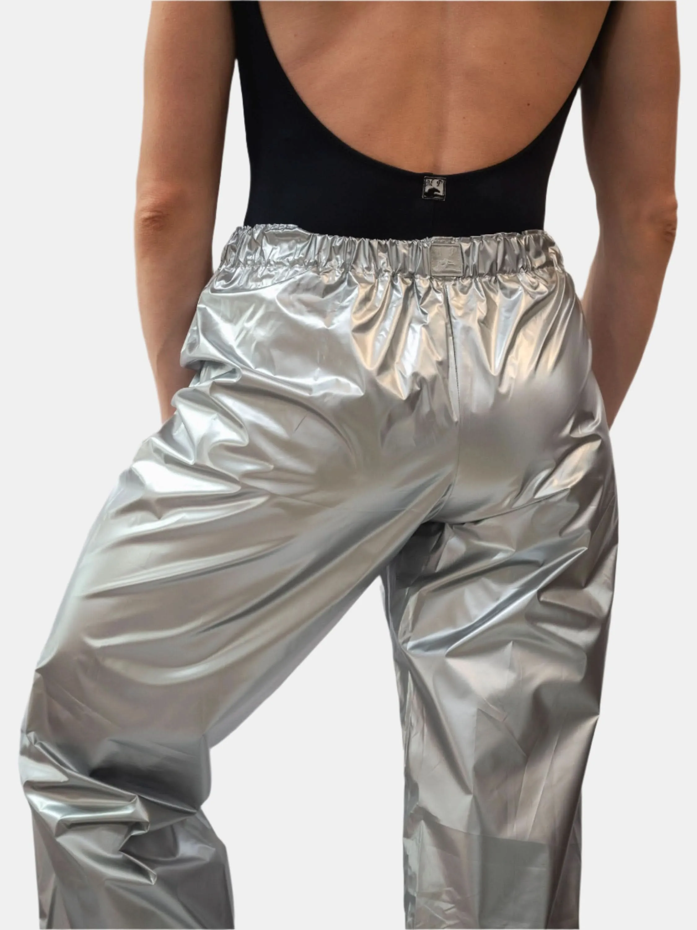 Laminate Silver Warm-Up Dance Trash Bag Pants MP5003