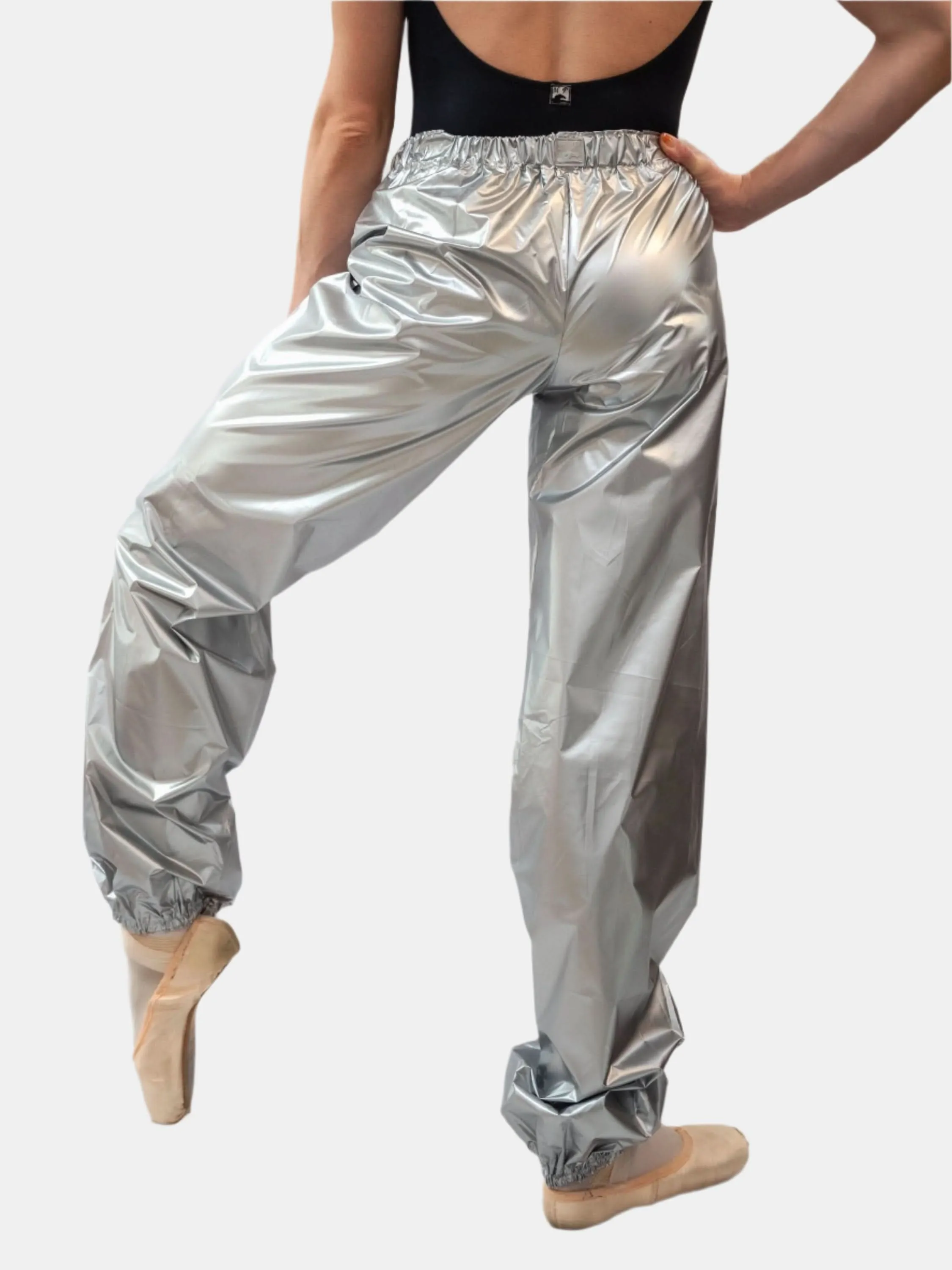 Laminate Silver Warm-Up Dance Trash Bag Pants MP5003